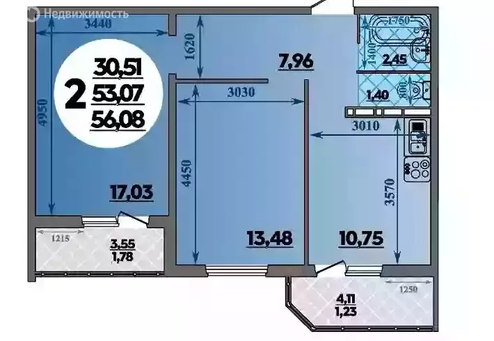 2-комнатная квартира: Краснодар, улица имени Героя Советского Союза ... - Фото 0