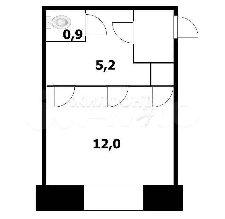 1-к. квартира, 18,8 м, 5/5 эт. - Фото 0