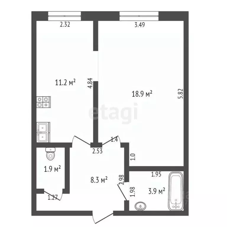 1-к кв. Ямало-Ненецкий АО, Новый Уренгой Таежная ул., 19В (43.9 м) - Фото 1