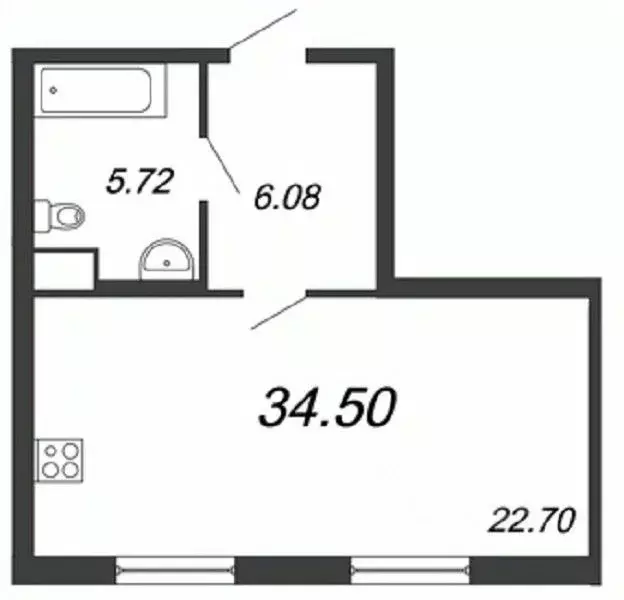 Студия Санкт-Петербург Московское ш., 3к2 (34.1 м) - Фото 1