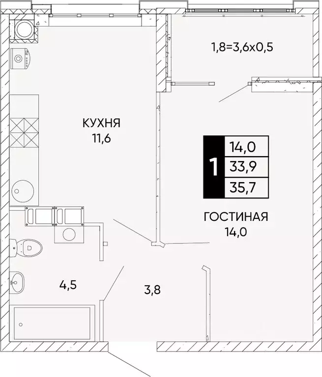 1-к кв. Ростовская область, Ростов-на-Дону Левобережье жилой комплекс ... - Фото 0