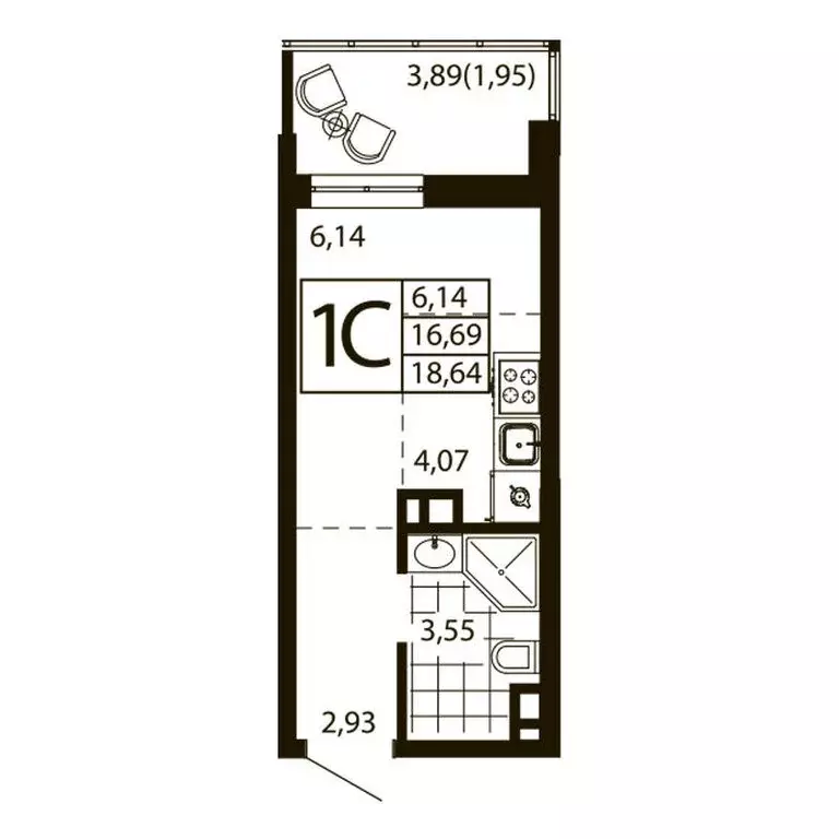 Квартира-студия: Ростов-на-Дону, улица Текучёва, 370/2 (18.64 м) - Фото 0