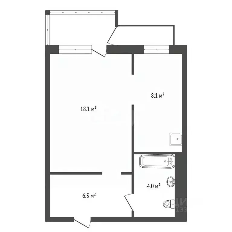 1-к кв. Красноярский край, Красноярск ул. Алексеева, 53 (36.5 м) - Фото 2