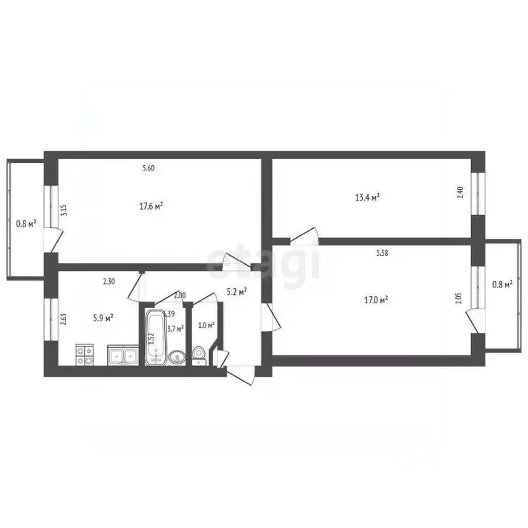 3-к кв. Калининградская область, Калининград Черниговская ул., 35 ... - Фото 2