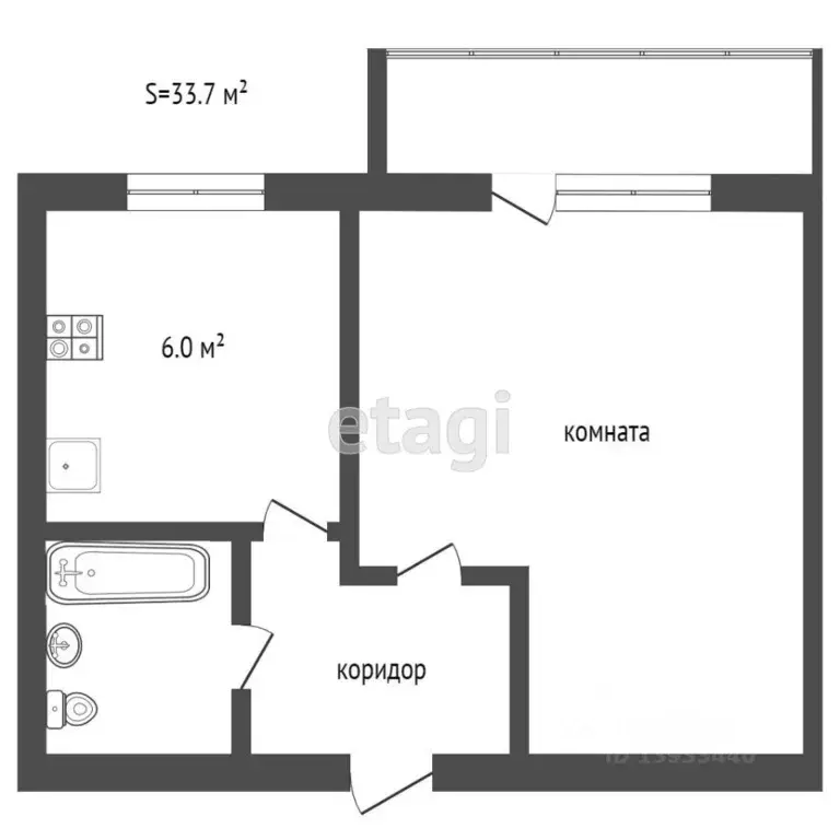 1-к кв. Тюменская область, Тюмень ул. Московский Тракт, 123 (33.0 м) - Фото 2