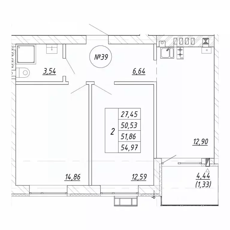 2-к кв. Калининградская область, Зеленоградск  (51.86 м) - Фото 1