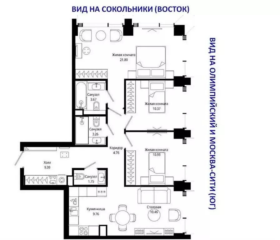 3-комнатная квартира: Москва, 4-я улица Марьиной Рощи, 10к7 (87 м) - Фото 1