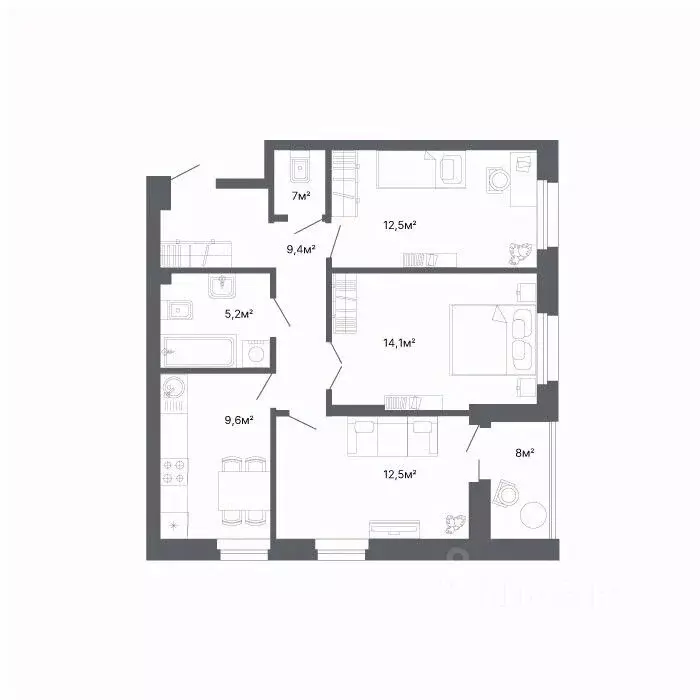 3-к кв. Свердловская область, Екатеринбург ул. Комсомольская, 67 (64.2 ... - Фото 1