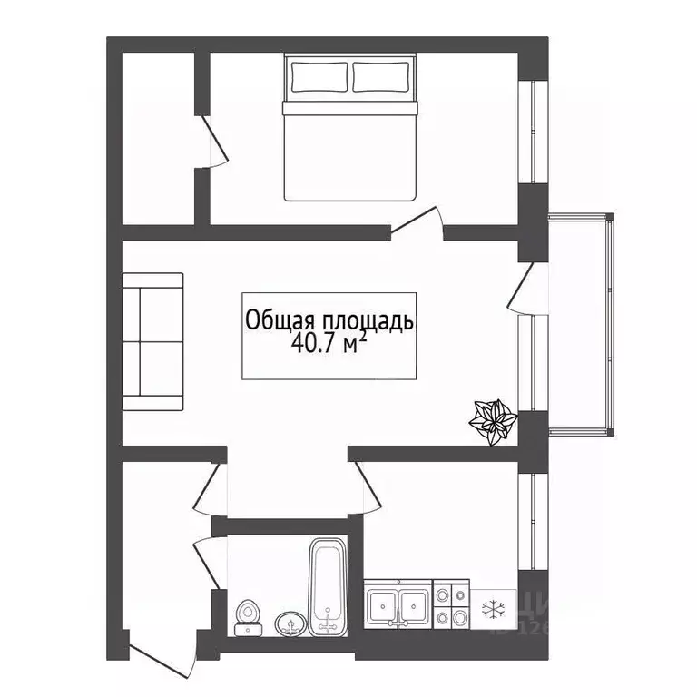 Студия Новосибирская область, Новосибирск Академгородок мкр, ул. ... - Фото 2