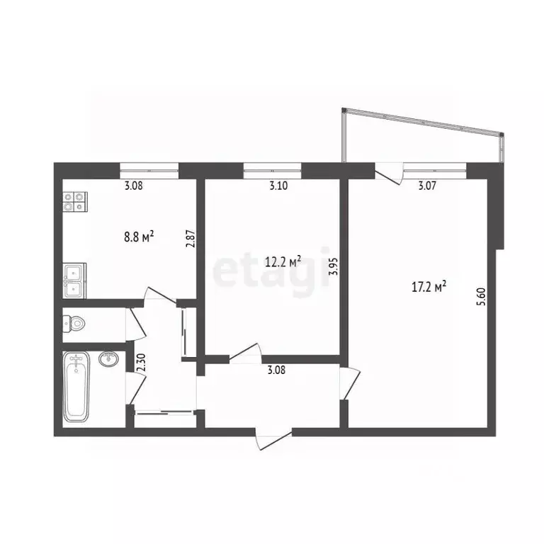2-к кв. Тюменская область, Тюмень Интернациональная ул., 35 (50.5 м) - Фото 2