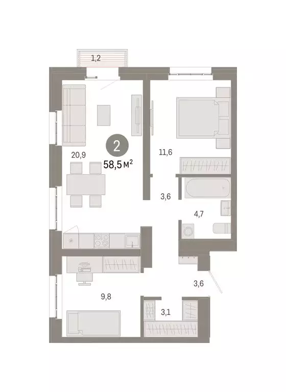 2-комнатная квартира: Москва, жилой комплекс Квартал Метроном (58.5 м) - Фото 0