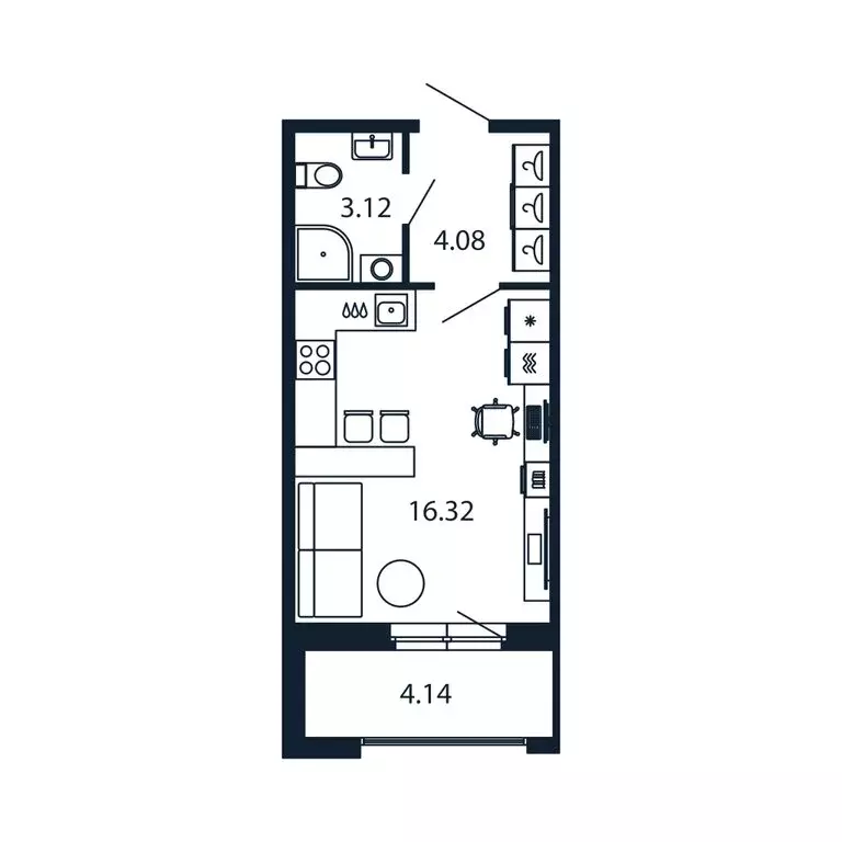 Квартира-студия: Новоселье, Центральная улица, 30к1 (23.2 м) - Фото 1
