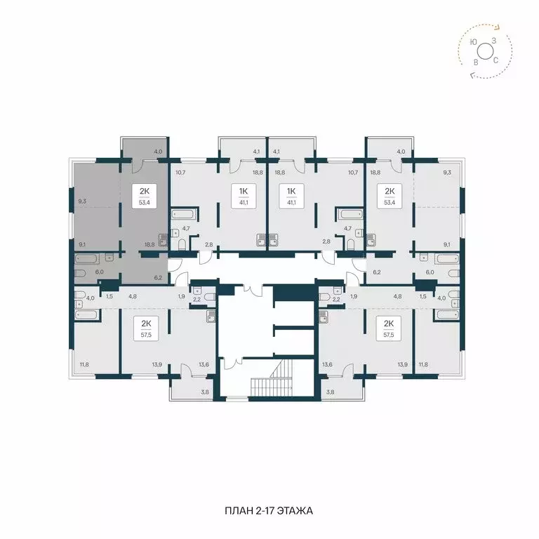 2-комнатная квартира: Новосибирск, квартал на Игарской (53.4 м) - Фото 2