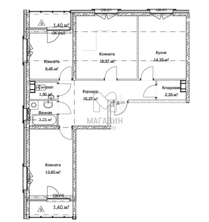 3-комнатная квартира: Санкт-Петербург, Большой Смоленский проспект, 30 ... - Фото 1