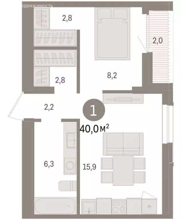 1-комнатная квартира: Новосибирск, улица Аэропорт (40.03 м) - Фото 1