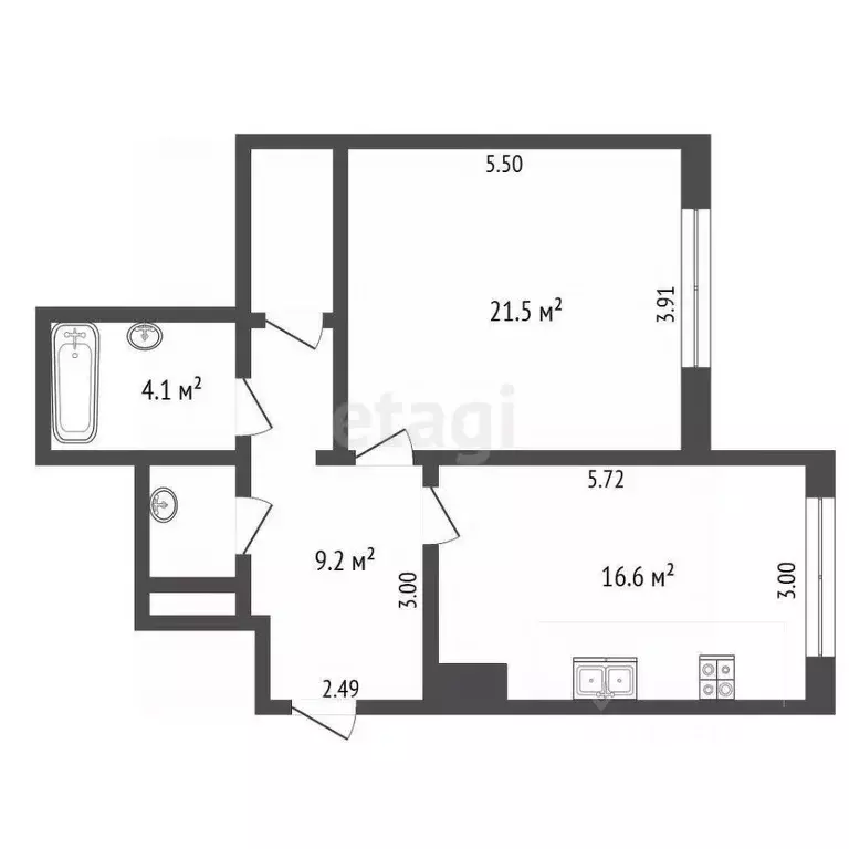 1-к кв. Ямало-Ненецкий АО, Новый Уренгой Оптимистов мкр, 10/1 (55.1 м) - Фото 2