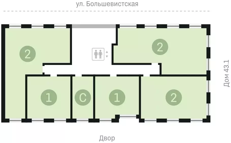 1-комнатная квартира: Новосибирск, Большевистская улица, 43/2с (47.04 ... - Фото 1