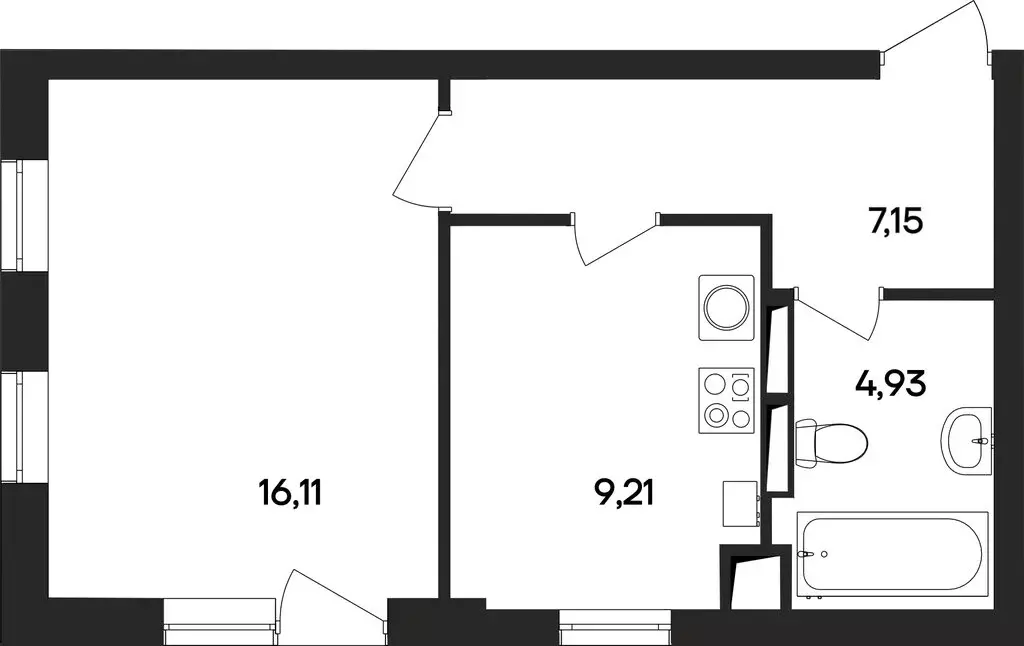 1-комнатная квартира: Заозёрное, жилой комплекс Кубики (37.4 м) - Фото 1