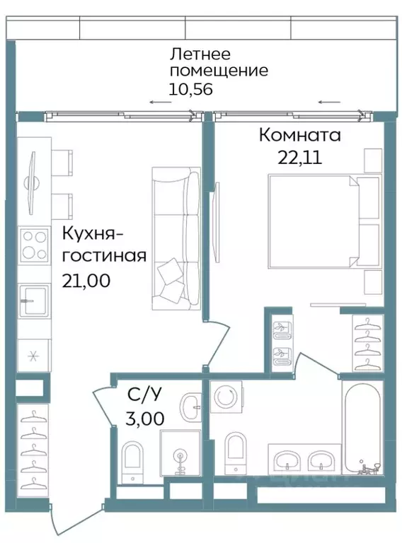 2-к кв. Крым, Саки ул. Морская (56.67 м) - Фото 0