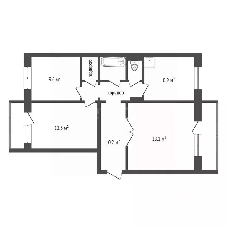 3-к кв. Красноярский край, Красноярск 9 Мая ул., 43 (67.0 м) - Фото 2