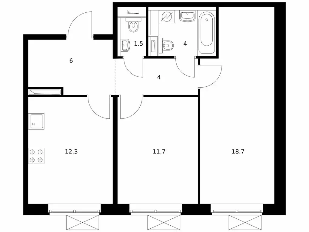 2-комнатная квартира: посёлок городского типа Боброво, ЖК Восточное ... - Фото 0
