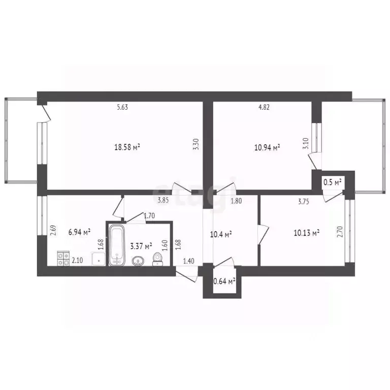 3-к кв. Крым, Красноперекопск 10-й мкр, 3 (65.6 м) - Фото 2