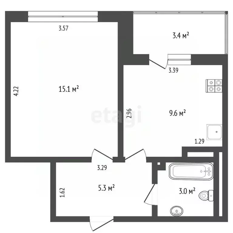 1-к кв. Тюменская область, Тюмень ул. Газовиков, 49 (33.0 м) - Фото 2