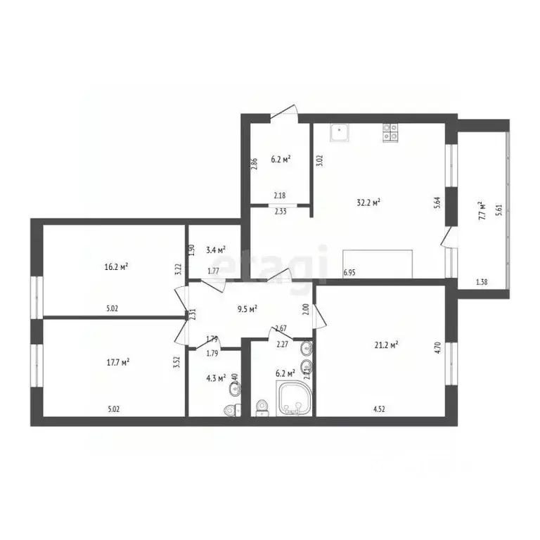 3-к кв. Тюменская область, Тюмень ул. Раушана Абдуллина, 9 (120.0 м) - Фото 2