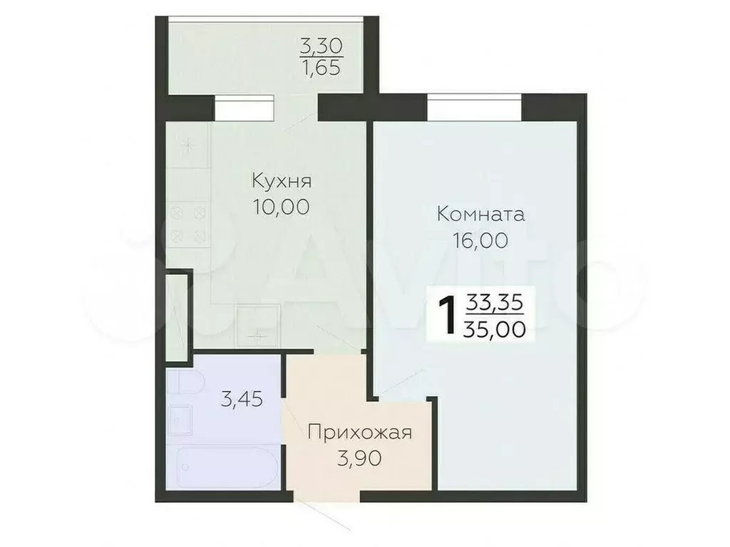 1-к. квартира, 35 м, 3/15 эт. - Фото 0