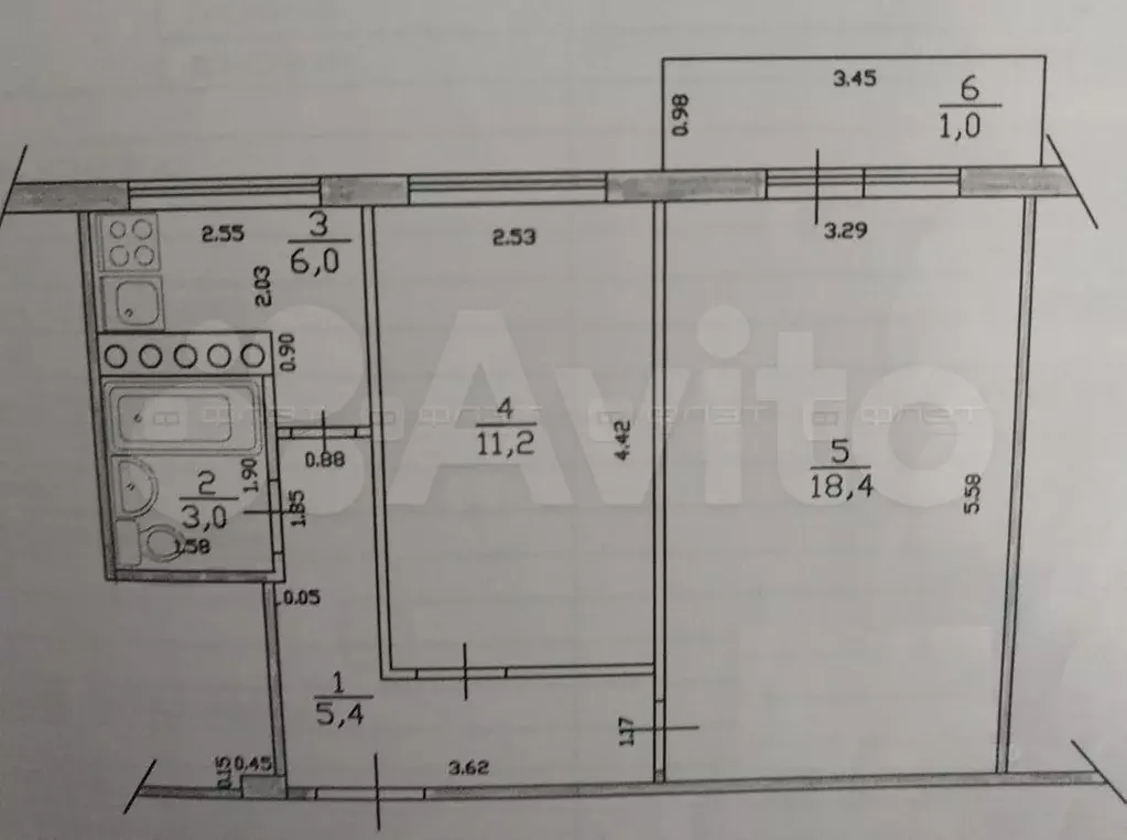 2-к. квартира, 45 м, 4/5 эт. - Фото 0