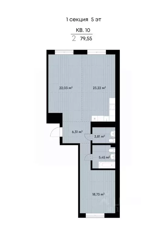 2-к кв. Иркутская область, Иркутск ул. Лебедева-Кумача, 25 (79.55 м) - Фото 1