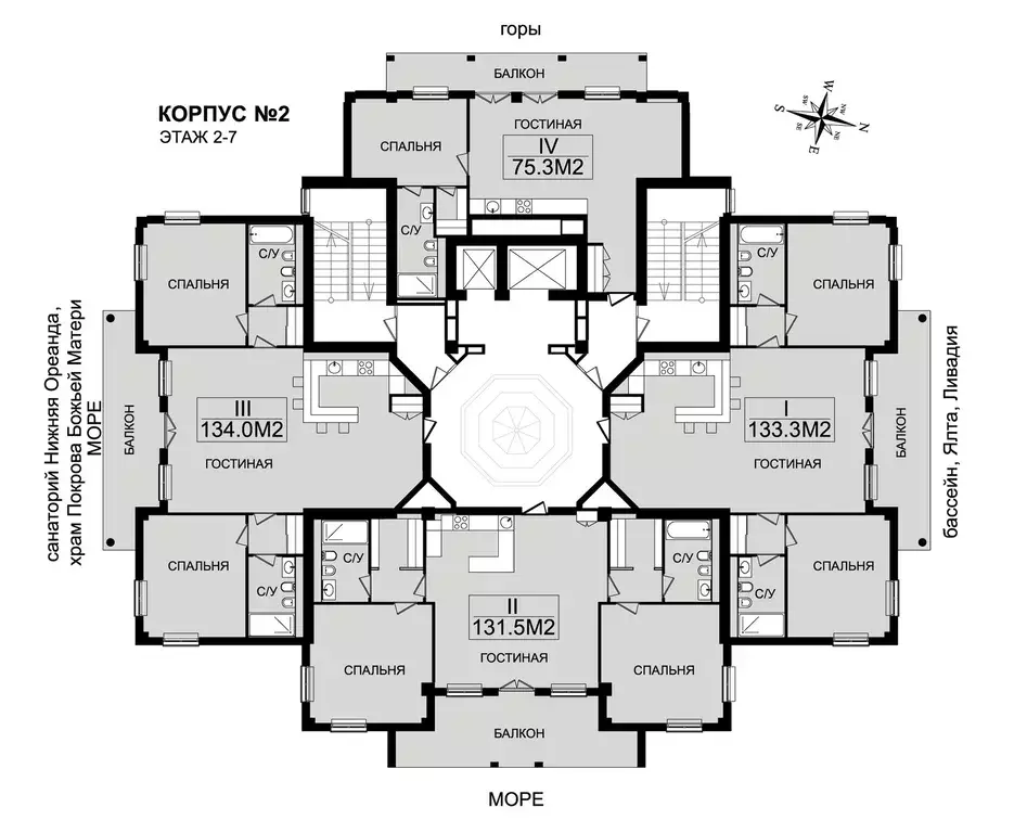 2-к кв. Крым, Ялта муниципальный округ, Ореанда пгт 60Гк2 (75.3 м) - Фото 2