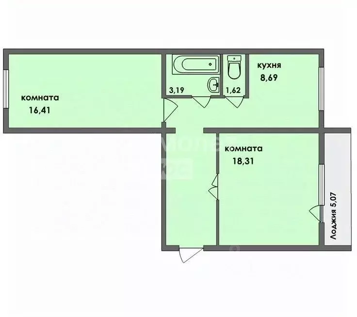 2-к кв. Челябинская область, Челябинск ул. Чайковского, 54 (57.0 м) - Фото 2