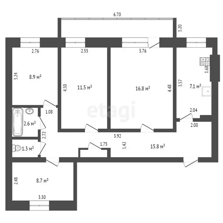 4-комнатная квартира: Ишим, Деповская улица, 162А (73.5 м) - Фото 0