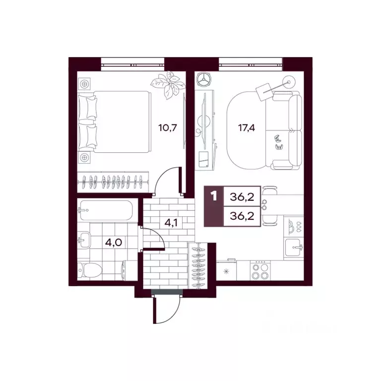 1-к кв. Тюменская область, Тюменский муниципальный округ, д. Дударева ... - Фото 1