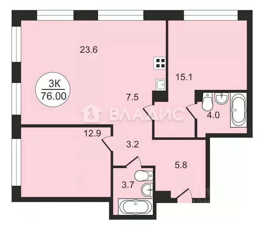 2-к кв. Москва  (76.0 м) - Фото 1