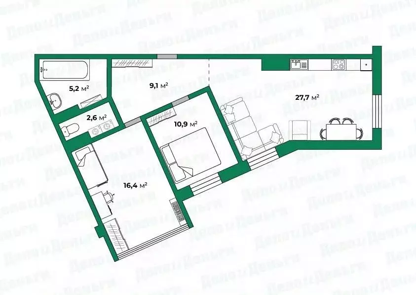3-к кв. Кировская область, Киров Октябрьский проезд, 18 (71.9 м) - Фото 1