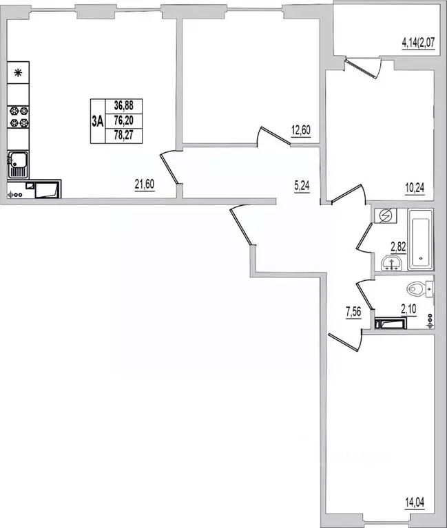 3-к кв. Псковская область, Псков ул. Крестки, 9 (78.27 м) - Фото 0