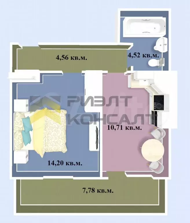 1-к. квартира, 34 м, 4/5 эт. - Фото 0