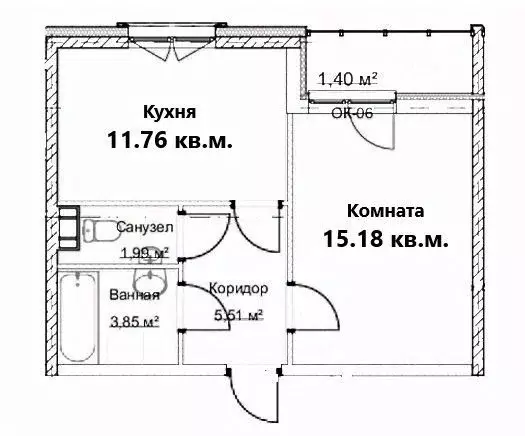 1-к кв. Санкт-Петербург Большой Смоленский просп., 30 (40.2 м) - Фото 2