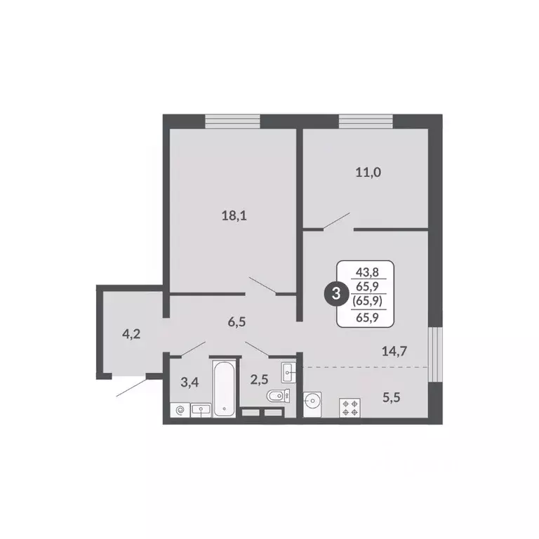 3-к кв. Кировская область, Киров Московская ул., 209 (65.9 м) - Фото 1