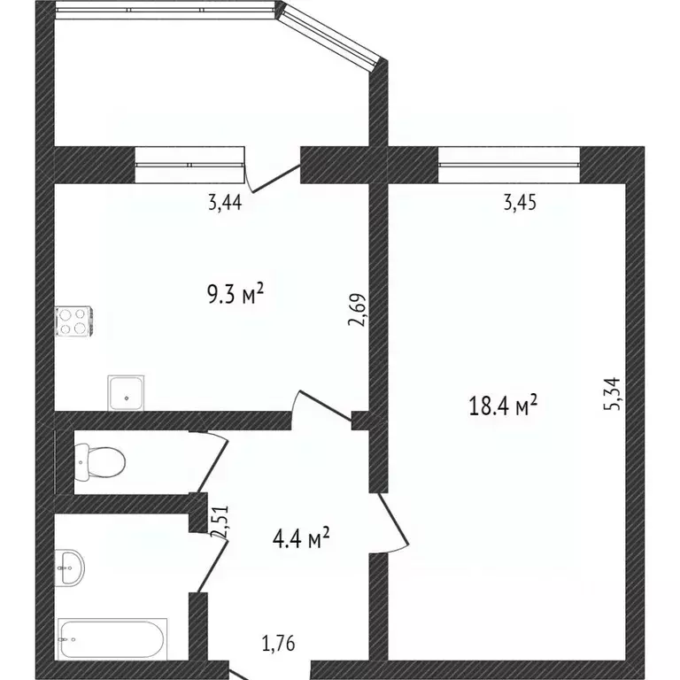 1-к кв. Ханты-Мансийский АО, Сургут ул. Генерала Иванова, 3/1 (36.7 м) - Фото 1