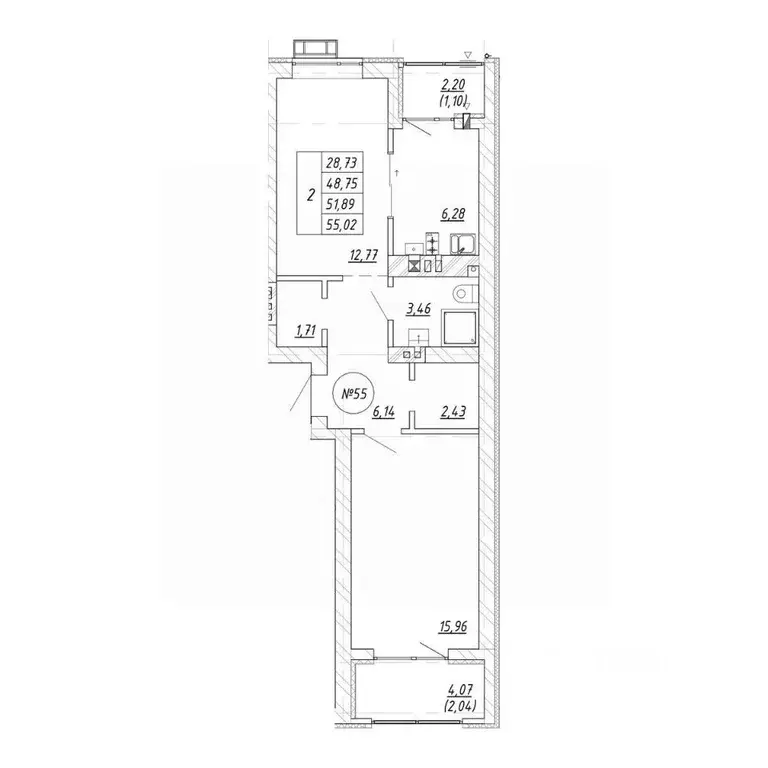 2-к кв. Калининградская область, Зеленоградск пос. Малиновка,  (55.02 ... - Фото 1