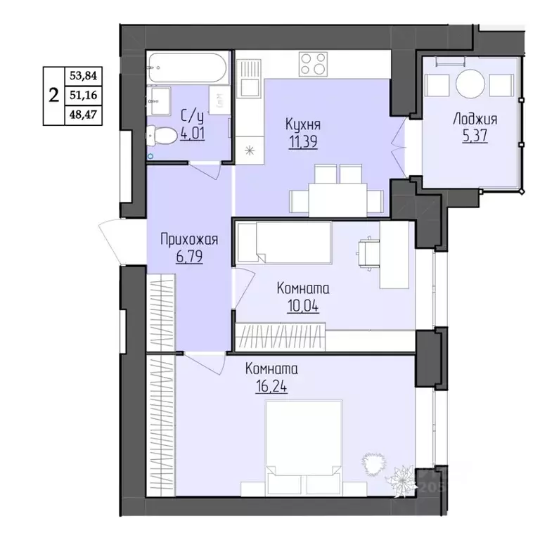 2-к кв. Ярославская область, Ярославль ул. Жуковского, 8 (51.16 м) - Фото 1