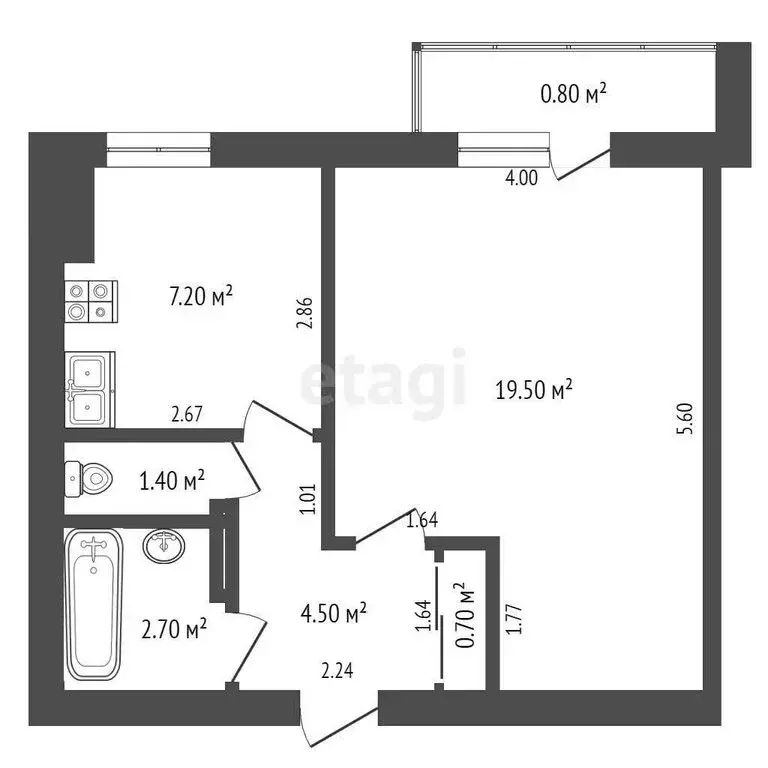 1-комнатная квартира: Евпатория, улица Чапаева, 47 (35.2 м) - Фото 1