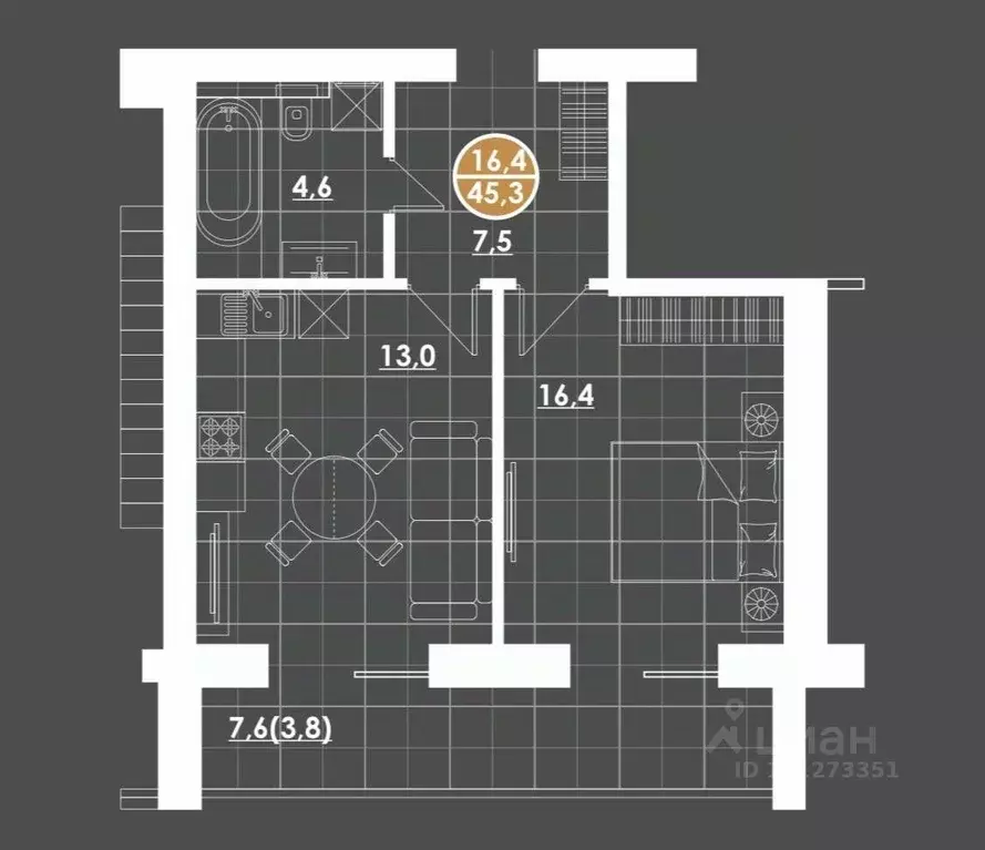 1-к кв. Пензенская область, Пенза ул. Тимирязева, 11 (46.5 м) - Фото 0