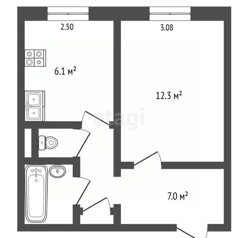 1-к кв. Псковская область, Печоры Индустриальная ул., 6 (29.6 м) - Фото 1