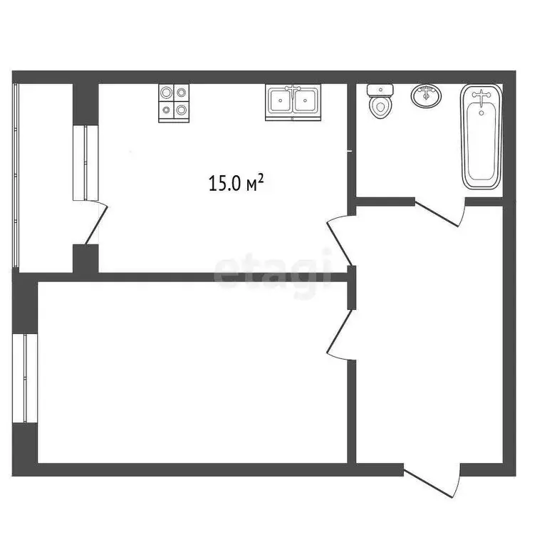 1-комнатная квартира: Тобольск, улица Радищева, 21 (36.8 м) - Фото 1