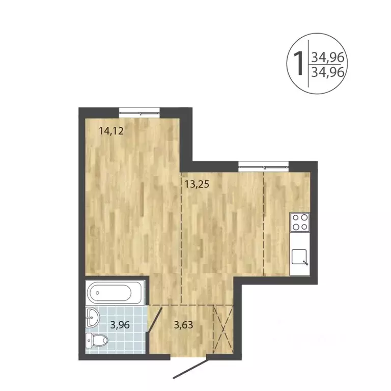 1-к кв. иркутская область, иркутск энергетиков мкр, (34.96 м) - Фото 0