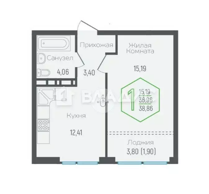 1-комнатная квартира: Краснодар, Обрывная улица, 132/1к4 (40 м) - Фото 0